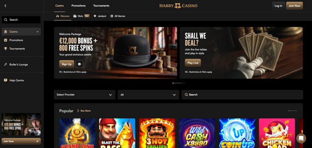 homepage van het nederlandse harry casino