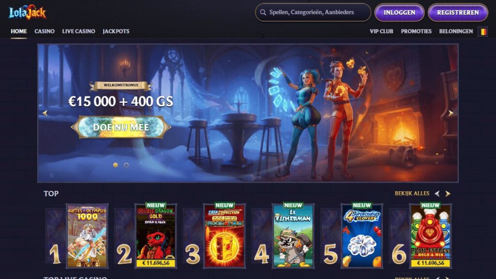 screenshot van het lolajack online casino
